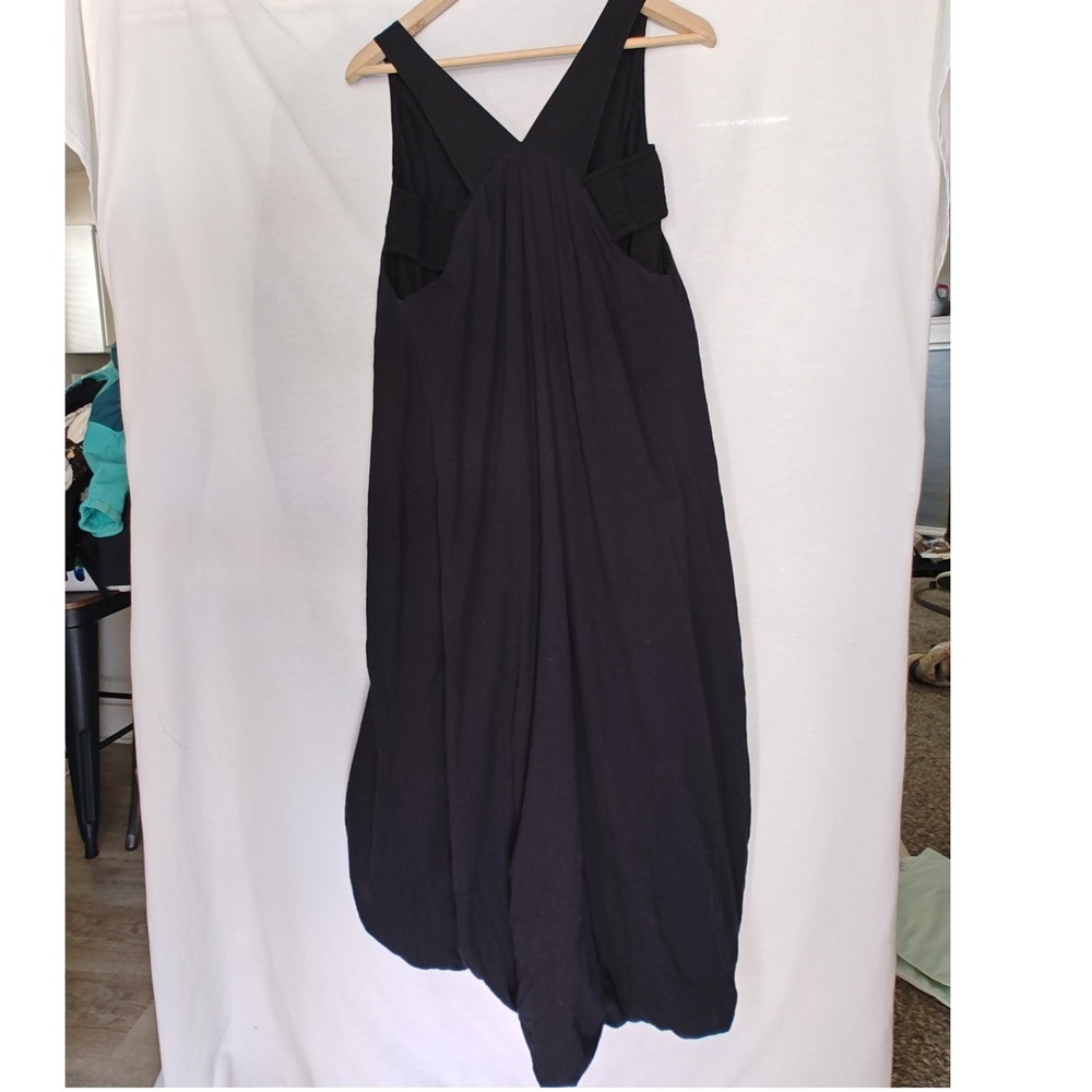 By Anthropologie Bubble Hem Midi Dress Tank Cutout Washed Black Cotton XS - Picture 3 of 14